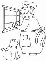 Hubbard Mother Old Coloring Popular sketch template