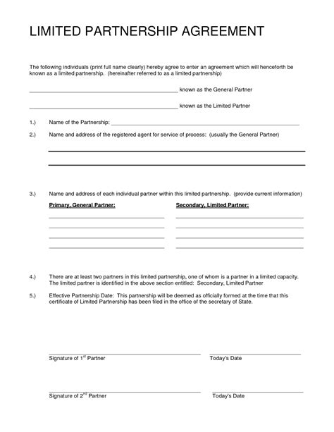 partnership agreement sample  printable documents