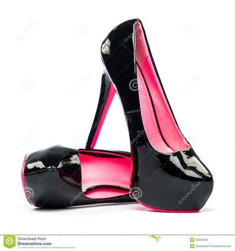 High Heels Shoes With Inner Platform And Pink Sole Stock