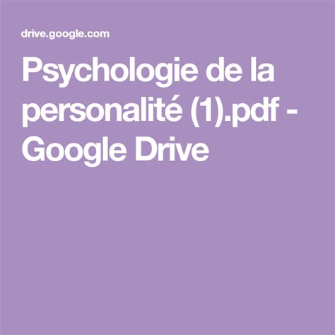 psychologie de la personalite  google drive google drive google storage signs