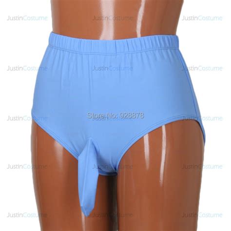 Light Blue Color Lycra Spandex Hot Pants Shorts Unisex Penis Sheath