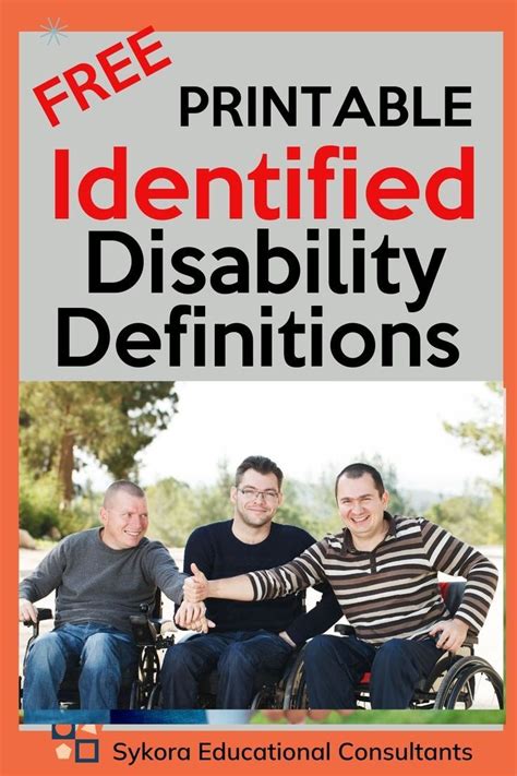 printable identified disability definitions educational