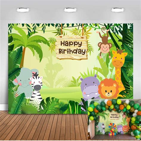 buy mehofoto jungle safari backdrop xft forest animals happy birthday