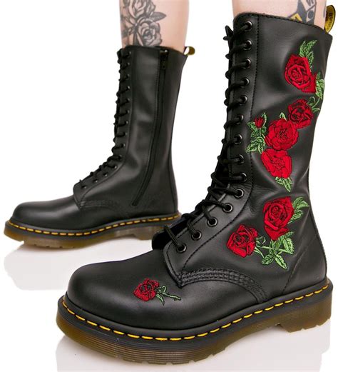 dr martens flower boots women  edm red combat boots boots dr martens boots