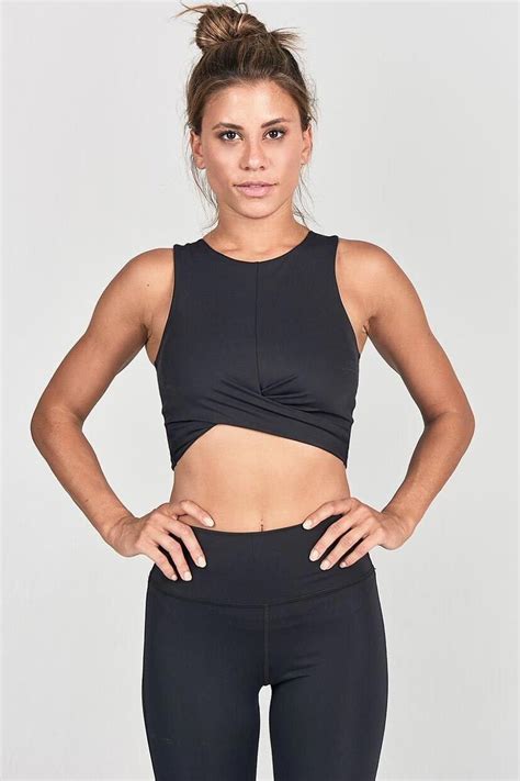 crop tank with twist detail featuring our performance enhancing onyx