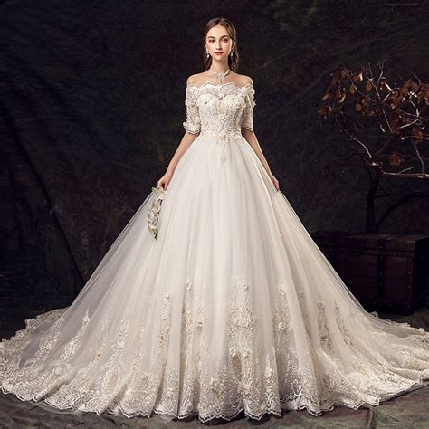 elegant ivory wedding dresses 2019 a line princess off
