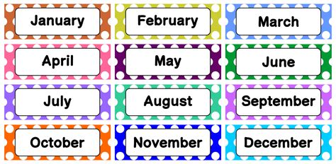 printable calendar month labels month labels classroom