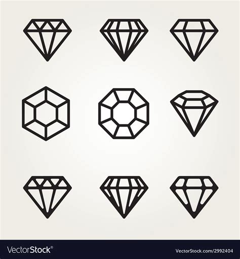 diamond icon symbol set royalty  vector image