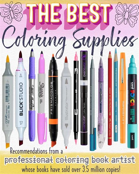 coloring supplies   markers colored pencils gel pens