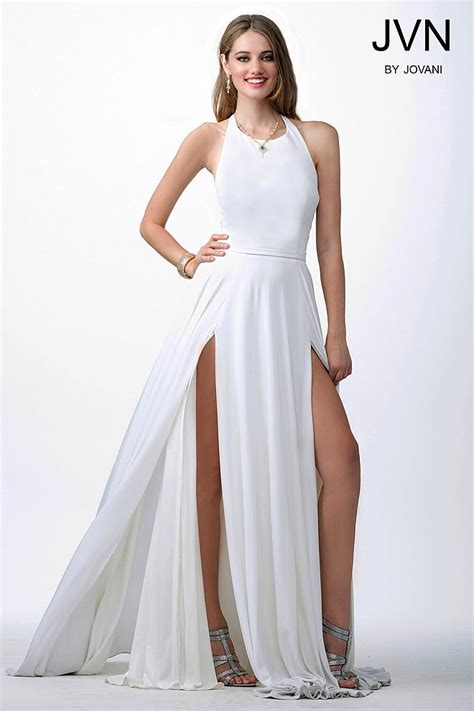 White Halter Dress Features Two Sexy Thigh High Slits