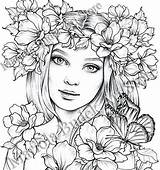 Coloring Pages Lady Spring Mariola Budek Premium Colouring Printable Adult Etsy Fairy Book Grayscale Books Colorier Coloriage Mandala Drawings Color sketch template