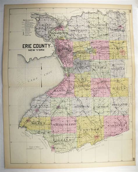 Large Antique Erie County Ny Map 1912 Original Vintage Map Etsy Ny