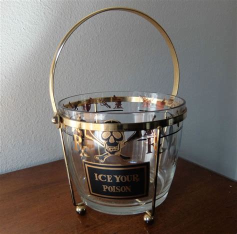 Unique Rare Name Your Poison Glass Vintage Ice Bucket 1950