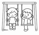 Coloring Pages Kids Swings sketch template