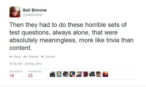 comics writer gail simone tweets frustration with school reading