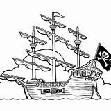 Ship Pirate Coloring Drawing Simple Anchor Galleon Kids Rear sketch template