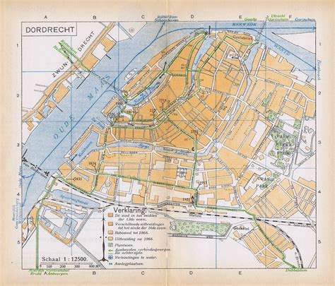 dordrecht antieke stadsplattegrond anwb etsy