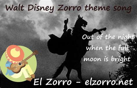 walt disney zorro theme song    night   full moon  bright el zorro