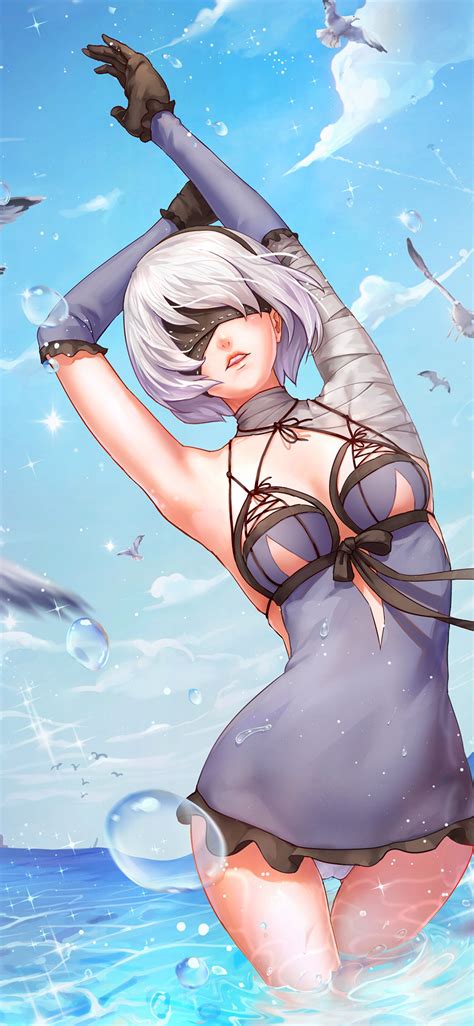 bc74 anime girl sexy sea art illustration wallpaper