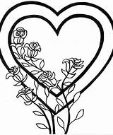 Coloring Pages Roses Heart Printable Adult Popular sketch template