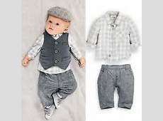 New Newborn baby boy Grey Waistcoat + Pants + Shirts clothes sets Suit