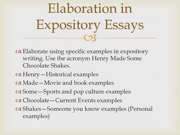 elaboration examples  expository essays survive  challenge tpt