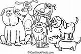 Dogs Group Coloring Cartoon Drawing Clipart Vector Purebred Illustration Clip Stock Drawings Illustrations Canstockphoto sketch template