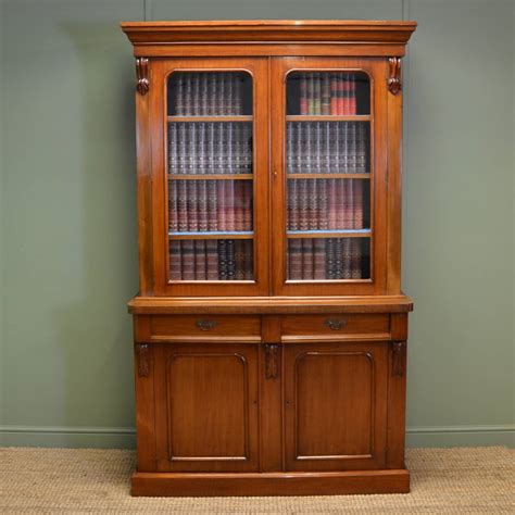 victorian mellow mahogany antique glazed bookcase display cabinet