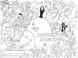 Ghibli Colouring Miyazaki Printable Traced Colorable Cute sketch template