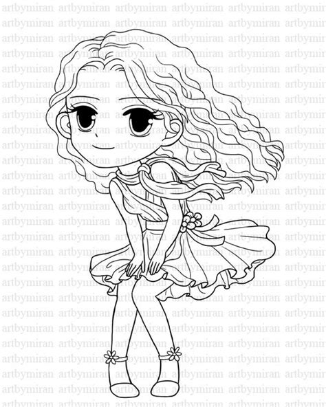 digi stamp sweet sassy pretty girl coloring page