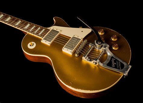gibson les paul goldtop  heavy aged antique gold bigsby lucy gitarren total
