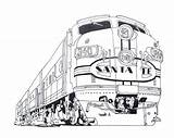 Train Santa Fe Coloring Pages Template Draw sketch template