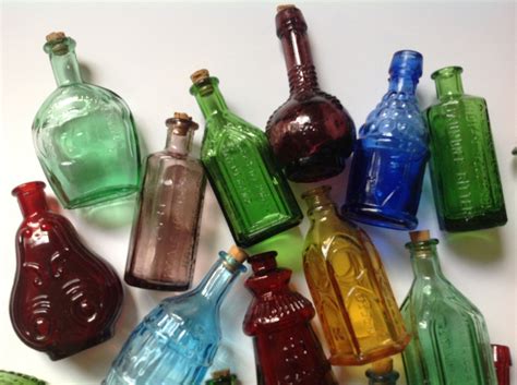 Very Large Collection Miniature Colored Glass Bottles Amber Etsy