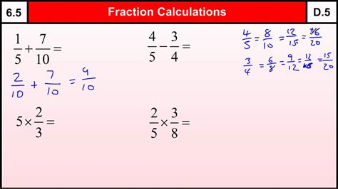 fraction calculations basic maths core skills level gcse grade  youtube
