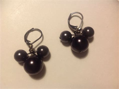 black pearl mickey mouse earrings pearl jewelry wire jewelry beaded jewelry jewlery disney