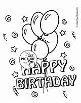 Birthday Coloring Happy Pages Balloons Kids Color 4kids Coloing sketch template