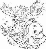 Coloring Disney Pages Printable Ariel Princess Colouring Kids Adults Easy Mermaid Print Funny Flounder Cartoon Sheet Mandala Sheets Adult Color sketch template
