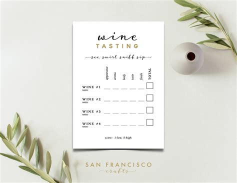 wine tasting card printable wine tasting scorecard brooke etsy wine