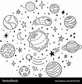 Planets Doodle Drawn Hand Solar System Sketch Vector Planet sketch template