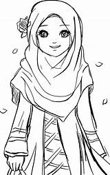 Coloring Muslim Pages Islamic Cartoon Hijab Girl Islam Ana Gambar Girls Printable Drawing Color Kids Kartun Princess Sheets Template Little sketch template