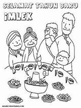 Mewarnai Makan Bersama Anak Imlek Kartun Perayaan Cemerlang Suasana Sketsa Anakcemerlang Muslimah Membaca Hitam Putih Buku Spesial Rebanas Kunjungi Simpan sketch template