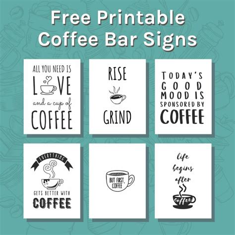 printable coffee bar signsfridge magnets home grounds