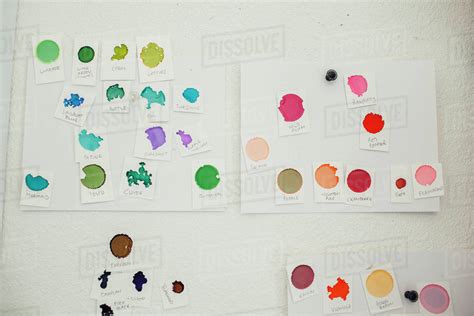 color samples  text hanging  wall stock photo dissolve