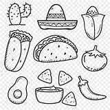 Doodle Burrito Tacos Taco Sombrero Gezogenen Stellen Mexikanischen Pngtree Nette Nahtlose sketch template