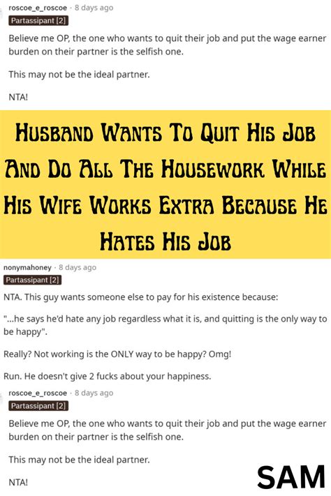 Husband Wants To Quit His Job And Do All The Housework While His Wife