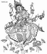 Saraswati Painting Coloring Swan Draw Pages Visit Saree Designs sketch template