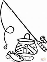 Fishing Coloring Equipment Pages Silhouettes Printable sketch template