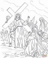 Crucis Gesu Stazione Supercoloring Jerusalem Eighth Ammonisce Ottava sketch template