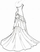 Dress Wedding Drawing Coloring Outline Dresses Pages Template Coloriage Fashion Drawings Dessin Clipart Line Flowing Barbie Form Costume Simple Imprimer sketch template