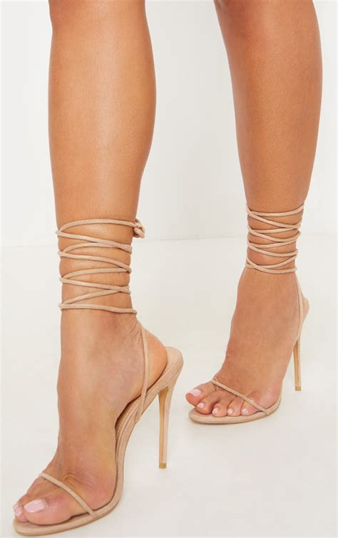 nude strappy sandal shoes prettylittlething usa